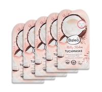 Balea Masque en Tissu au Lait de Coco et Acide Hyaluronique, Hydratation Intense, Vegan, Lot de 5