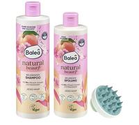 Balea Kit shampoing et après-shampoing revitalisants – Extrait de pêche bio & eau de riz + brosse