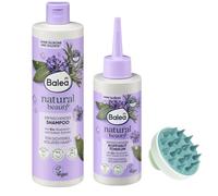 Balea Natural Beauty Lot de 2 shampoings aux herbes rafraîchissantes 400 ml + tonique pour cuir chevelu 150 ml + brosse de massage du cuir chevelu