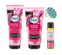 Balea PROFESSIONAL Lot de 3 : après-shampoing Glossy Color 200 ml + Shampooing Glossy Color 250 ml + Huile capillaire Elixir Glossy Color 20 ml + Brosse de massage pour cuir chevelu en bonus