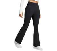 baleaf Legging évasé doublé en Polaire pour Femme - Pantalon de Yoga imperméable avec Poches Taille Haute d'hiver Noir S