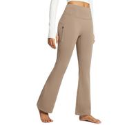 baleaf Legging évasé doublé en Polaire pour Femme - Pantalon de Yoga imperméable avec Poches Taille Haute d'hiver Marron M