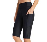 baleaf Short de bain pour femme - Long short de bain UV - Contrôle du ventre - Short de bain Upf51+ - Taille haute - Avec poches - Noir - Taille 3XL