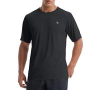 Baleaf T-shirt de sport pour homme - Pour la natation, l'entraînement, le fitness, la gym - T-shirt de natation à séchage rapide UPF 50+, Noir , L