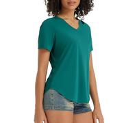 baleaf T-shirt UV pour femme - Col en V - T-shirt de sport à manches courtes - UPF 50+ - Séchage rapide - Haut de sport, vert, XL