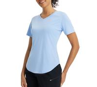 baleaf T-shirt UV pour femme - Col en V - T-shirt de sport à manches courtes - UPF 50+ - Séchage rapide - Haut de sport, bleu clair, S