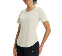 baleaf T-shirt UV pour femme - Col en V - T-shirt de sport à manches courtes - UPF 50+ - Séchage rapide - Haut de sport, marron clair, S