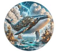 Baleine 1000 Pièces Puzzle Convient Aux Adultes Enfants Jeu géants océans Circulaire Décoration Moderne Bricolage Créatif Jeux De Défi Uniques (67.5x67.5cm)
