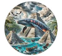 Baleine 1000 Pièces Puzzle Convient Aux Adultes Enfants Jeu géants océans Rond Décoration Moderne Bricolage Jeu Cadeau Unique (67.5x67.5cm)