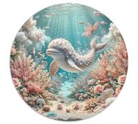 Baleine 1000 Pièces Puzzle Convient Aux Adultes EnfantsJeu géants océans Circulaire Décoration Moderne Bricolage Jeu Cadeau Unique (67.5x67.5cm)