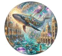 Baleine 1000 Pièces Puzzle Convient Aux Adultes EnfantsJeu géants océans Circulaire Décoration Moderne DIY Créatif Jeux De Défi Uniques (67.5x67.5cm)