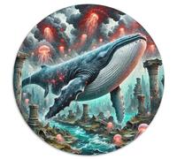Baleine 1000 Pièces Puzzle Convient Aux Adultes EnfantsJeu géants océans Circulaire Puzzles Classiques Bricolage Décoration pour Enfants Cadeau (67.5x67.5cm)