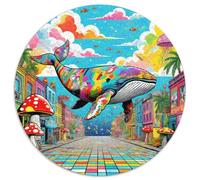Baleine 1000 Pièces Puzzle Convient Aux Adultes EnfantsJeu géants océans Circulaire Puzzles Classiques Bricolage Créatif Jeux De Défi Uniques (67.5x67.5cm)