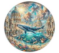 Baleine 1000 Pièces Puzzle Convient Aux Adultes EnfantsJeu géants océans Puzzle Circulaire Puzzles Classiques DIY Puzzle Puzzle pour Enfants Décompression Et Cadeau (67.5x67