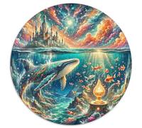 Baleine 1000 Pièces Puzzle Convient Aux Adultes EnfantsJeu géants océans Rond Décoration Moderne Bricolage Jeu Cadeau Unique (67.5x67.5cm)