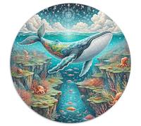 Baleine 1000 Pièces Puzzle Convient Aux Adultes EnfantsJeu géants océans Rond Décoration Moderne DIY Décoration pour Enfants Cadeau (67.5x67.5cm)