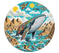 Baleine 1000 Pièces Puzzle Convient Aux Adultes EnfantsJeu géants océans Rond Puzzles Classiques Bricolage Créatif Jeux De Défi Uniques (67.5x67.5cm)