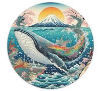 Baleine 1000 Pièces Puzzle Convient Aux Adultes EnfantsJeu géants océans Rond Puzzles Classiques DIY Décoration pour Enfants Cadeau (67.5x67.5cm)