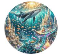 Baleine 1000 Pièces Puzzle Intelligence géants océans Circulaire Décoration Moderne Bricolage Décoration pour Enfants Cadeau (67.5x67.5cm)