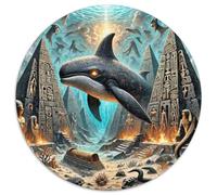 Baleine 1000 Pièces Puzzle Intelligence géants océans Circulaire Décoration Moderne DIY Créatif Jeux De Défi Uniques (67.5x67.5cm)