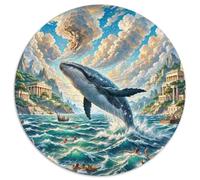 Baleine 1000 Pièces Puzzle Intelligence géants océans Circulaire Puzzles Classiques DIY Créatif Jeux De Défi Uniques (67.5x67.5cm)