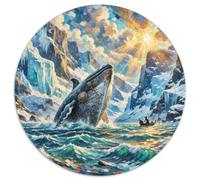 Baleine 1000 Pièces Puzzle Intelligence géants océans Puzzle Circulaire Puzzles Classiques Bricolage Puzzle Puzzle pour Enfants Décompression Et Cadeau (67.5x67.5cm)