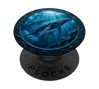 Baleine à Bosse observateur des Baleines Plongeur Famille Baleine dans l'océan PopSockets PopGrip Adhésif