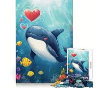 Baleine Amoureuse Puzzle 1000 pièces pour Adultes pour stimuler l'esprit, se détendre et se divertir Fermeture sécurisée Idée Cadeau de Noël (50x75cm)