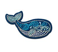 baleine animaux - Ecusson thermocollant patches appliques, Taille: 7 x 3,5 cm