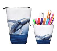 Baleine Bleue De L'Océan Rétractable Trousse De Maquillage Pop-Up Trouse Sur Pied Multifonctionnelle Papeterie Pour Etudiants Femmes Dessin