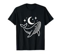 Baleine céleste et Croissant de Lune Fantasy Night Art T-Shirt
