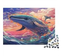 Baleine Dance Colourful Art Puzzle 1000 Pièces en Carton De Qualité Supérieure,Jeu De Puzzle Puzzle De Détente Mentale pour La Décoration De Bureau,pour Les Femmes,Cadeaux pour Les Hommes 52x38cm