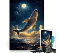 Baleine dans Le Ciel Nocturne Puzzle 1000 pièces pour Adultes Jeu de logique Découpe de précision Bords Lisses pour Les réunions de Famille (38x52cm)
