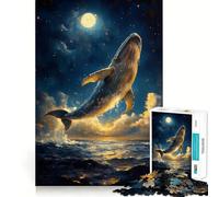 Baleine dans Le Ciel Nocturne Puzzle de 1000 pièces Jeu créatif et d'habileté Emboîtement Parfait Aucune pièce détachée Activité de Partage et de complicité avec Les Proches (38x26cm)