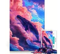 Baleine dans Le Ciel Puzzle de 1000 pièces Jeu de Concentration cérébrale Découpe Experte Artisanat Fascinant Passe-Temps captivant pour Les Moments de détente (38x52cm)