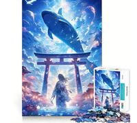 Baleine dans Le Ciel Puzzle de 1000 pièces pour Adolescents Jeu Stimulant Le Cerveau Emboîtement précis sans espaces Activité relaxante en Groupe à l'intérieur (38x52cm)