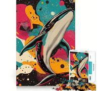 Baleine dans l'espace Puzzle de 1000 pièces pour Adultes Jeu de mémoire Emboîtement précis sans espaces Activité apaisante pour Une Pause mentale (50x75cm)