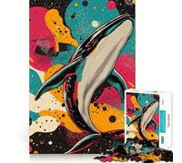 Baleine dans l'espace Puzzle de 1000 pièces pour Adultes Jeu de mémoire Emboîtement précis sans espaces Activité apaisante pour Une Pause mentale (38x52cm)