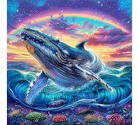 Baleine dans l'océan 100 Pièces Puzzle Collectionneur en Carton Rigide sans Déformation Très Difficile Motif Complexe Décoration Murale Qualité Premium 28x28cm
