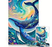Baleine dans Un océan Abstrait coloré Puzzle de 1000 pièces pour Adultes Jeu de logique Découpe de précision Bords Lisses pour Les réunions de Famille (50x75cm)