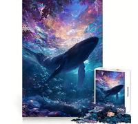 Baleine dans Un océan coloré Puzzle de 1000 pièces Pensée Claire Distraction Douce Bords précis Cadeau significatif (50x75cm)