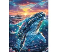 Baleine dans Un océan Magique au Coucher du Soleil 1000 Pièces Puzzle Collectionneur en Carton Rigide sans Déformation Faune et Flore Haute Difficulté Niveau Expert Décoration Murale Cadeau Fête 1000
