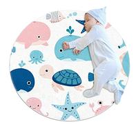 Baleine de la Vie Marine, Tapis Rond Motif Tapis Rond pour Enfants Tapis de Yoga pour Salon Chambre Décors Chambre d'enfants Bébé Pépinière