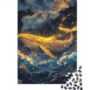 Baleine Dorée Scène Océan Puzzle 1000 Pièces Puzzle pour Adultes Ciel Nocturne Puzzle en Famille 52x38cm/1000pcs