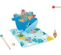 Baleine et poisson en bois Jeu 4-en-1 multi-usages Lumarko