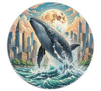 Baleine géante brisant l'Abyss10 1000 Pièces Jigsaw Puzzles Animaux Puzzle Circulaire pour Adultes Et Enfants Décompression Jeu D'Intelligence De l'art De La DécoRat ION Moderne 1000pcs (6