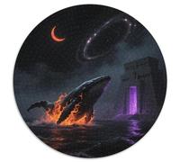 Baleine géante brisant l'Abyss12 1000 Pièces Jigsaw Puzzles Animaux Puzzle Circulaire pour Adultes Et Enfants Encastrement Parfait Jeu D'Intelligence De l'art De La DécoRat ION Moderne 100