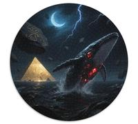 Baleine géante brisant l'Abyss15 1000 Pièces Puzzle Animaux Circulaire pour Adultes Et Enfants Cadeaux Jeu D'Intelligence De l'art De La DécoRat ION Moderne 1000pcs (67.5x67.5cm)