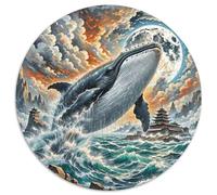 Baleine géante brisant l'Abyss3 1000 Pièces Jigsaw Puzzles Animaux Puzzles Ronds pour Adultes Et Enfants Décompression Jeu D'Intelligence De l'art De La DécoRat ION Moderne 1000pcs (67.5x6
