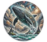 Baleine géante brisant l'Abyss4 1000 Pièces Puzzle Animaux Circulaire pour Adultes Et Enfants Décompression Jeu D'Intelligence De l'art De La DécoRat ION Moderne 1000pcs (67.5x67.5cm)